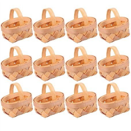 Wanjorlay 12 PièCes SéRies Copeaux de Bois Mini Paniers Paniers TisséS Manuels Ornements BoîTe de Rangement de Bonbons
