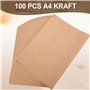Hscjymnd Lot de 100 feuilles A4 de papier adhésif en kraft imprimable autocollant pour imprimante à jet d'encre ou photocopieur.