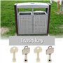 4pcs Triangle Clé Poubelle en Métal Clé en Plastique Accessoires pour 70L Extérieur Peel Poubelle Triangle Côté Longueur 7-9mm