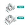 LT Easiyl 50 Pièces Écrous Carrés 304 Écrou Carré en Acier Inoxydable DIN557 Écrou Carré Plat Écrou Carré Écrou de Fixation Carr
