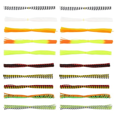 Briny River Lot de 20 Jupes en Silicone de 40 Brins Pièces de Rechange pour Leurres de Pêche à Faire Soi-même Jupe Souple pour L