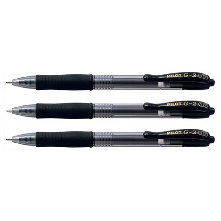PILOT Lot de 3 Stylos roller à encre gel G-2 pointe large 1mm noir