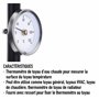 Thermomètre 0-120° avec ressort, avec clip pour montage sur tuyau, surface bimétallique en acier inoxydable - 63MM