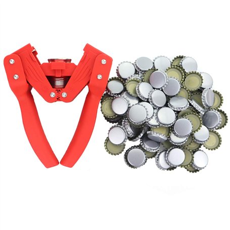 Capsuleuse de bouteille avec 120 capsules - pour bouteilles de bière faite maison ou bouteilles de limonade en verre - facile à