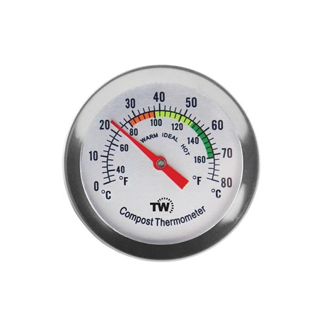 Thermomètre à compost - Thermomètre à cadran en acier inoxydable pour compostage maison et jardin - Diamètre 50 mm - Cadran C &