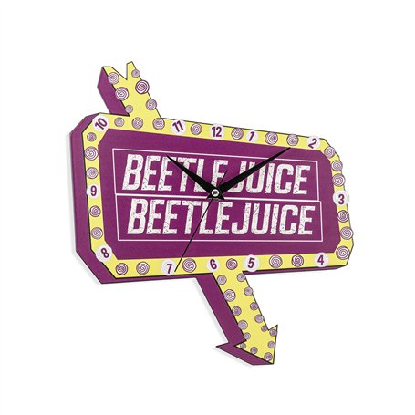 Disney Beetlejuice BJC3000 Horloge murale en forme de panneau rouge et jaune
