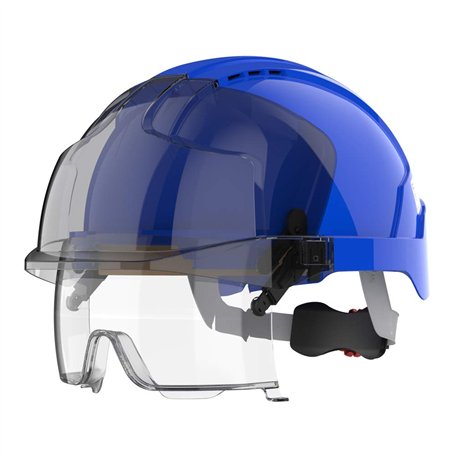 JSP EVO® VISTAlensTM Casque de sécurité avec lunettes de sécurité intégrées Bleu/fumé (AMB170-007-F00)