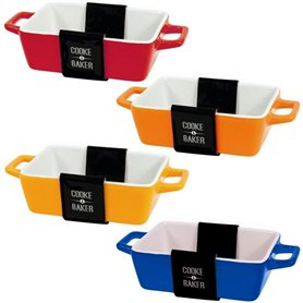 Lot de 4 petits plats rectangulaires de couleur vive pour lasagnes, pies, casseroles, tapas, plats à pâtisserie (5 x 10 x 12 cm) Lot de 4 petits plats rectangulaires de couleur vive pour lasagnes
