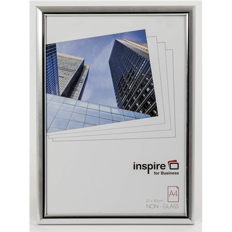 Inspire pour Business easa4svp Pelle facile Cadre A4 Certificat/Photo/Poster avec tête non avant en verre – Argent (21X30cm)