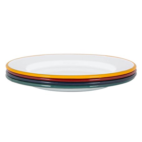 Argon Tableware Plaques de dîner en émail Blanc - Plats de Camping en Plein air en métal - 25.5cm - 4 Couleurs