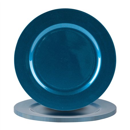 Argon Tableware 6 pièce métallique Chargeur microplaques - Fini métallique - 33cm - Bleu