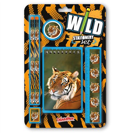 Wild Stationery Set - Tigre de Deluxebase. Ces Kits de Fournitures Scolaires Amusants comprennent 2 Crayons