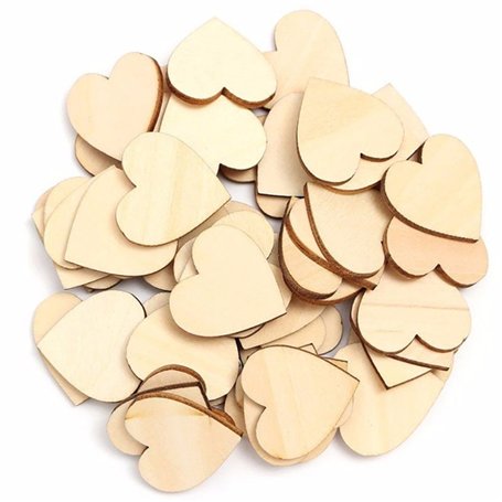 Coeurs en Bois (5cm) x100 - Coeurs en Bois Aspect Rustique pour Projets d'Artisanat - Formes d'Artisanat en Bois pour Embellisse