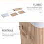 HOMCOM Panier à linge corbeille à linge bac à linge bambou pliable couvercle sac amovible 3 poignées PU 40L x 30l x 60H cm beige