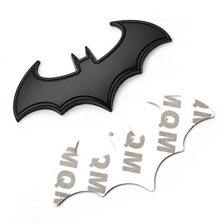 SKS Distribution® Emblème 3D Noir en Acier Inoxydable Chauve-Souris Batman pour Voiture.