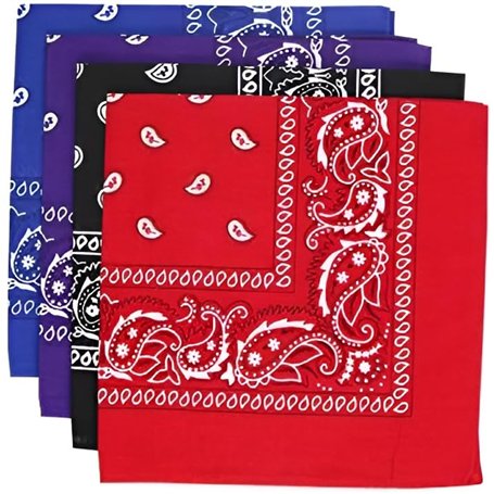 KAV Lot de 4 Bandanas Multi-Usages - Bandeau Cyclisme Masque Visage Foulard Mouchoir pour Homme Femme Hip-Hop Sport - Noir
