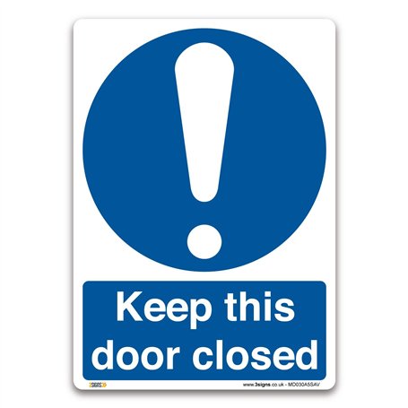 Autocollant en vinyle A5 avec inscription « Keep this door closed » - Informations de sécurité obligatoires
