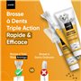 Brosse a dents chien 3 Têtes,1 Doigtier, Kit Dentaire Dentifrice Chien 2 x 100g - Dentifrice Haleine Fraîche, Gout Menthe - Élim