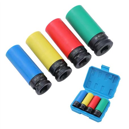 TOPWAY 1/2" Jeu de Douilles à Chocs pour Jantes Aluminium 17mm 19mm 21mm 22mm 4 Pièces