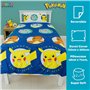 Parure de lit simple Pokémon sous licence officielle pour enfants | Pikachu Bulbasaur Charmander Squirtle Parure de lit réversib