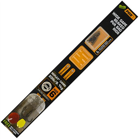 Fox Edges | Wide Gape Beaked PVA Ready Rigs | 20lb | # 6 | 2pcs | Bas de Ligne Monté