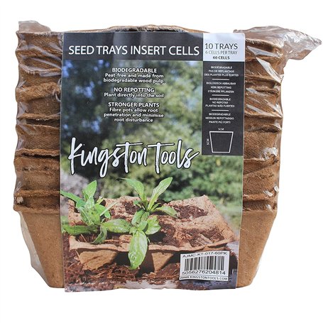 Kingston Tools Plateaux à graines biodégradables - 60 cellules - Plateau de Jardinage pour Plantes - Pâte de Bois sans Tourbe -