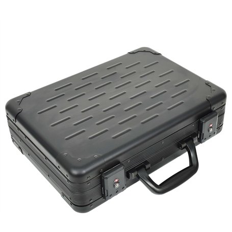 A1 FASHION GOODS Attache Case Mallette classique en aluminium avec double serrure TSA Noir