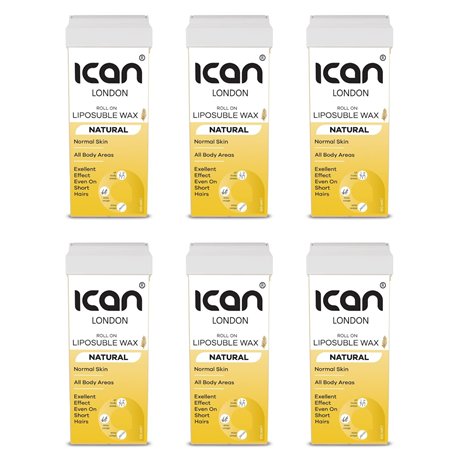 ICAN London Lot de 6 cartouches de cire à rouler - Cire naturelle - 100 ml