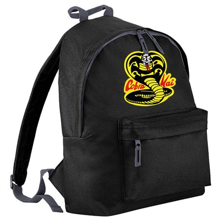 SmartyPants Sac à dos noir avec nom personnalisé Cobra Kai – Arts martiaux comédie karaté Kung Fu émission TV cinéma film enfant