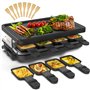 Raclette 8 Personen Raclette Grill Tischgrill Elektrisch 8 Pfännchen 8 Raclette Holzspatel Korean BBQ Grill Elektrogrill Antihaf