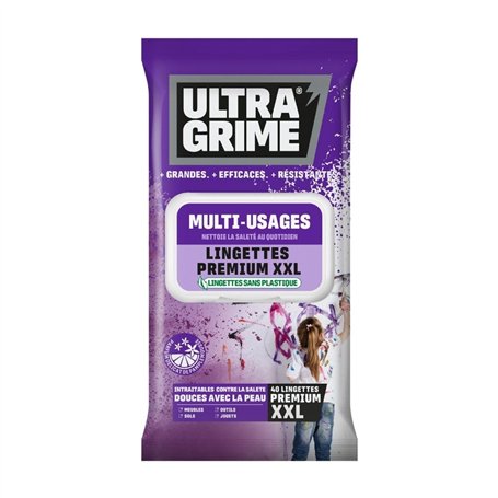 UltraGrime Multiusages Pamplemouse Lingettes XXL Sans Plastique - 40 Grandes Pour Toute La Famille - Nettoyage Multi-Usages Pour