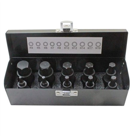 US Pro Tools Lot de 10 douilles hexagonales à choc 1/2" Clé Allen 4 mm à 19 mm