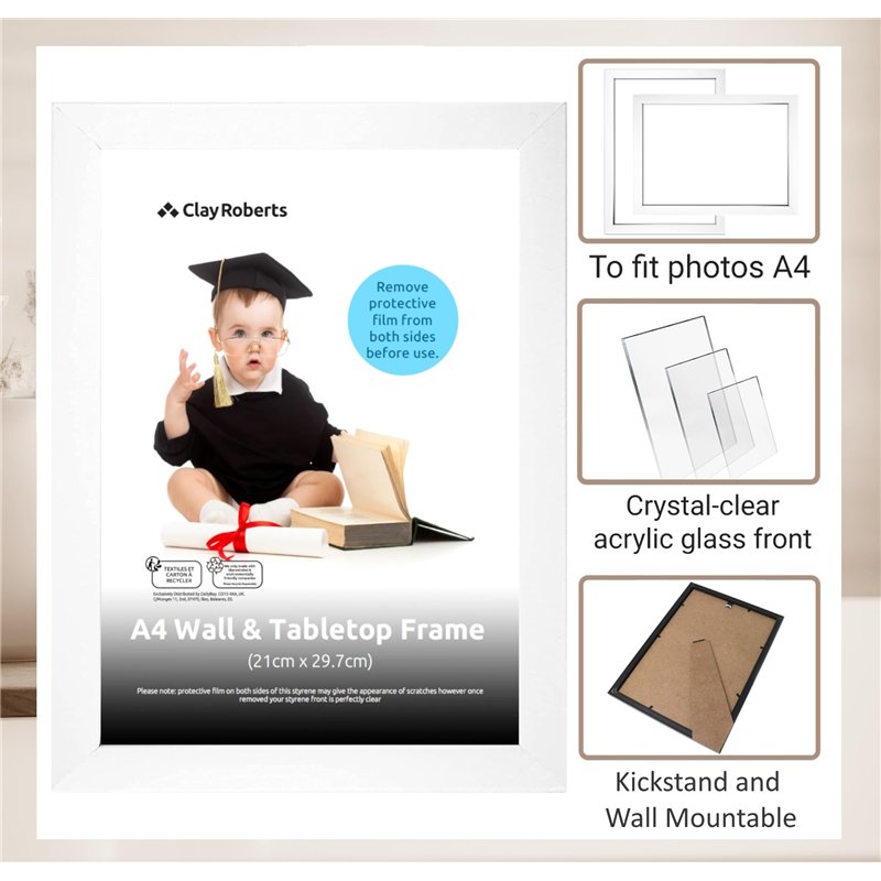 Clay Roberts A4 Photo Frame, Silver, Pack of 2, Picture Frame