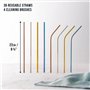 Oak & Steel - 36 Pailles en Acier Inoxydable & 4 Brosses avec Boîte-Cadeau (4 Couleurs) - Écologiques, Réutilisables & Lavables 