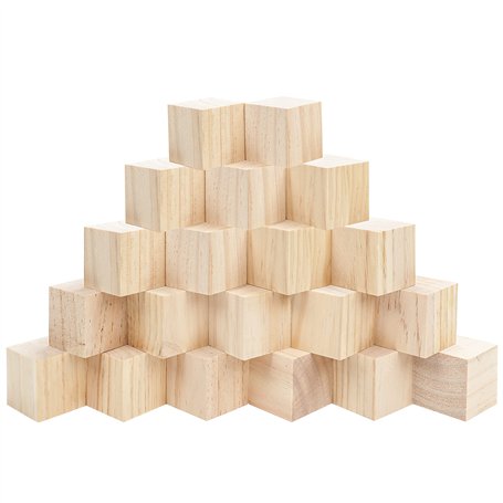 Belle Vous Cube en Bois (Lot de 20) - Petits Cubes en Bois Brut 5 x 5 x 5 cm - Cubes Bois de Pin Naturel - Cube Bois Bricolage