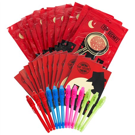 THE TWIDDLERS 12 Petits Carnet de Notes & 12 Stylos à Encre Invisible avec Lampes UV & Pochette - Anniversaires d'Enfants
