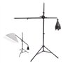 Support d'éclairage Photographie Kit: 1x Support Lumineux Aluminium Réglable 200cm et 1x Trépied Girafe Bras 140cm avec Double C