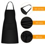 Chstarina 2 Packs Tabliers De Cuisine Tablier de chef, tablier noir Tablier unisexe avec poches pour hommes, femmes, cuisine à d