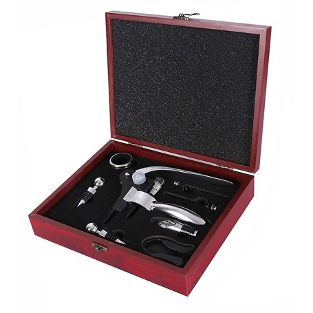 Tire Bouchon 9 Pcs Kit Accessoire Vin Ouvre Bouteille de Vin en Coffret Cadeau avec Tire Bouchon