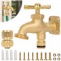 BLOSTM Robinet de tuyau en laiton massif – Kit de robinet extérieur avec robinet à bavette