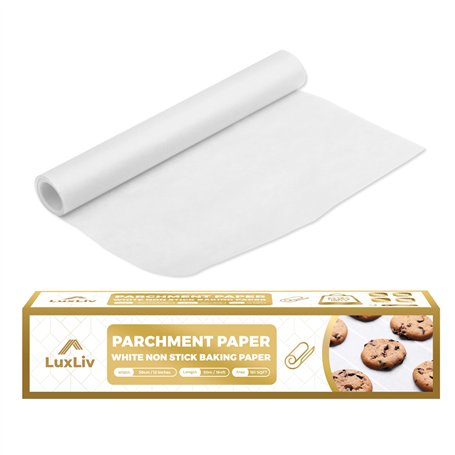 LuxLiv® Rouleau de papier sulfurisé blanc 300 mm (30 cm) x 164 ft (50 m) pour la cuisson