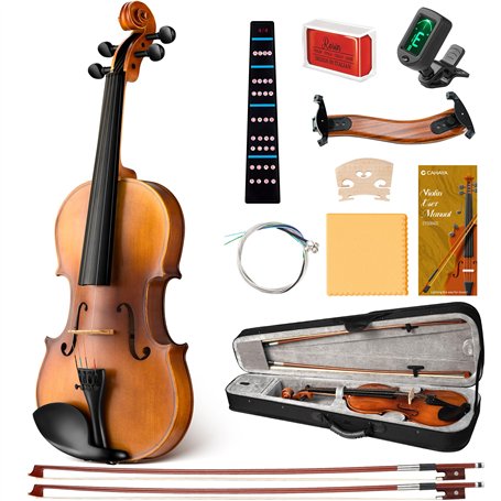 CAHAYA Ensemble Violon en Bois Massif: Violon 4/4 Fait Main avec Finition Mate