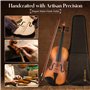 CAHAYA Ensemble Violon en Bois Massif: Violon 4/4 Fait Main avec Finition Mate, Table en Épicéa et Fond en Érable, Convient aux 