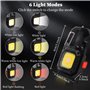 2Pcs Mini portable LED lampe de travail porte-clés lampe de poche, 7 modes USB rechargeable COB porte-clés avec tournevis décaps