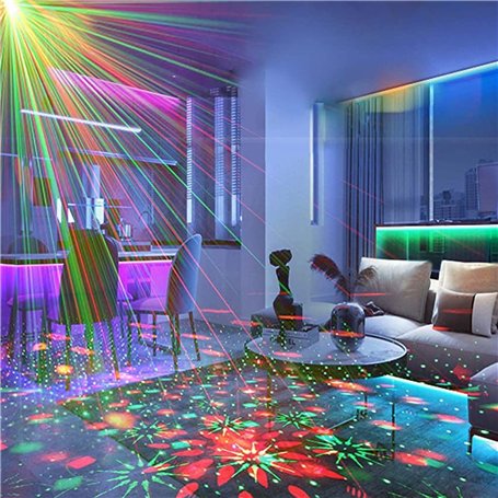 Lumière Disco avec Télécommande, 3 en 1 Lampe de Scène Contrôlée par Musique et Son, Lumiere de Fête avec Stroboscope, Boule Dis