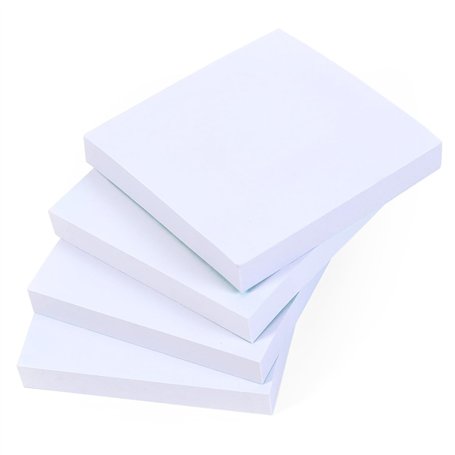 Evergreen Goods Lot de 4 blocs-notes adhésifs blancs – 100 feuilles par bloc (76 x 76 mm) – Design épuré et minimaliste pour mém