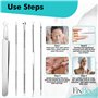 Professionnel Tire Comedon Point Noir Extracteur de points noirs Comédons Perce Bouton Blackhead Remover Set, 5 pcs acier inoxyd