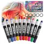 Magicat CRAIE DE CHEVEUX - 10 couleurs & 5 élastiques à cheveux - Pour anniversaire ou cadeaux pour filles I Couleur lavable I A