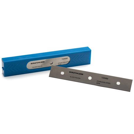 GLASS POLISH Grattoir 150mm Pack de 25 Lames en Acier Inoxydable à Double Tranchant