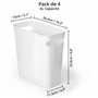 Winter Shore Petite Poubelle Blanche 6L (Lot de 4) - Corbeille Papier en Plastique Fine avec Poignées Intégrées - Poubelle Burea